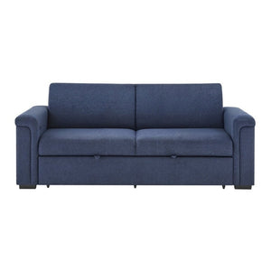 English Elm Tory Navy Polyester Sleeper Sofa with LED Lighting and Cabinet Style Arms B201S00602