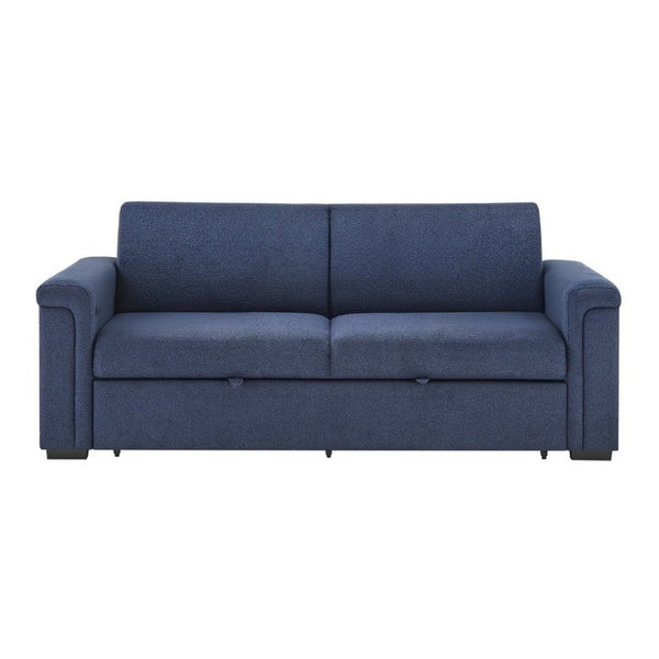 English Elm Tory Navy Polyester Sleeper Sofa with LED Lighting and Cabinet Style Arms B201S00602