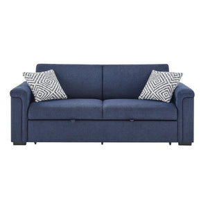 English Elm Tory Navy Polyester Sleeper Sofa with LED Lighting and Cabinet Style Arms B201S00602