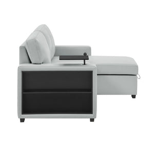 English Elm Tracey Contemporary Polyester Sleeper Sofa with Cabinet Arm Trays for Modern Spaces B201S00603