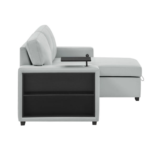 English Elm Tracey Contemporary Polyester Sleeper Sofa with Cabinet Arm Trays for Modern Spaces B201S00603