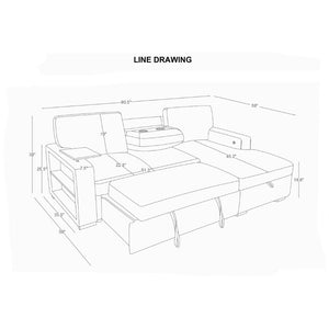 English Elm Tracey Contemporary Polyester Sleeper Sofa with Cabinet Arm Trays for Modern Spaces B201S00603