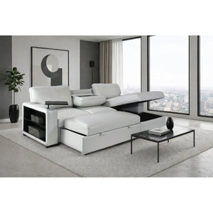 English Elm Tracey Contemporary Polyester Sleeper Sofa with Cabinet Arm Trays for Modern Spaces B201S00603