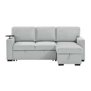 English Elm Tracey Contemporary Polyester Sleeper Sofa with Cabinet Arm Trays for Modern Spaces B201S00603