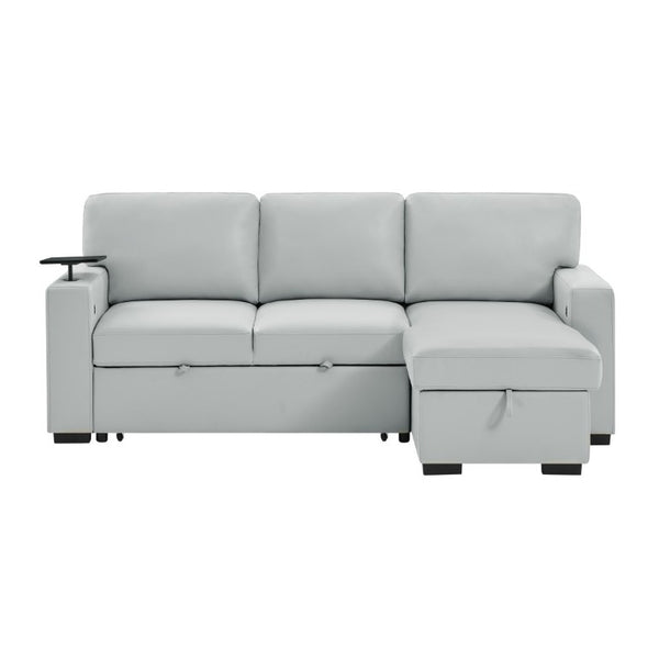 English Elm Tracey Contemporary Polyester Sleeper Sofa with Cabinet Arm Trays for Modern Spaces B201S00603