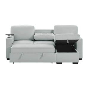 English Elm Tracey Contemporary Polyester Sleeper Sofa with Cabinet Arm Trays for Modern Spaces B201S00603
