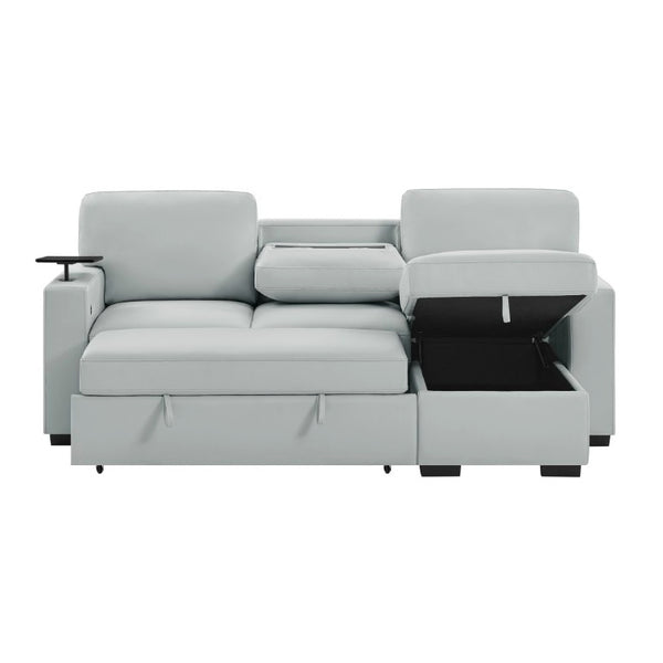 English Elm Tracey Contemporary Polyester Sleeper Sofa with Cabinet Arm Trays for Modern Spaces B201S00603