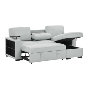 English Elm Tracey Contemporary Polyester Sleeper Sofa with Cabinet Arm Trays for Modern Spaces B201S00603