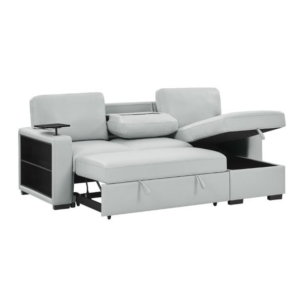 English Elm Tracey Contemporary Polyester Sleeper Sofa with Cabinet Arm Trays for Modern Spaces B201S00603