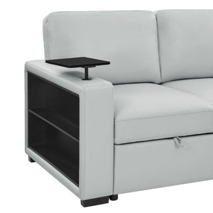 English Elm Tracey Contemporary Polyester Sleeper Sofa with Cabinet Arm Trays for Modern Spaces B201S00603