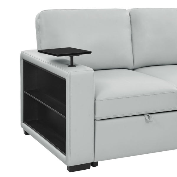English Elm Tracey Contemporary Polyester Sleeper Sofa with Cabinet Arm Trays for Modern Spaces B201S00603