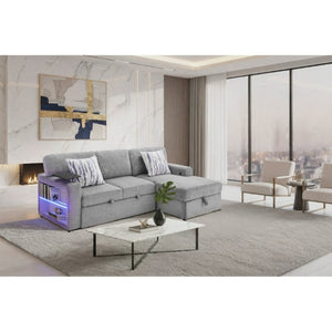 English Elm Tory Contemporary Sleeper Sofa with LED Cabinet Arms and Pull Out Bed B201S00604