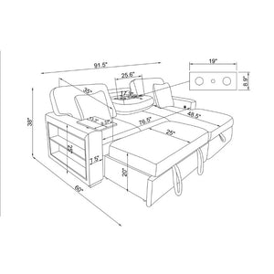 English Elm Tory Contemporary Sleeper Sofa with LED Cabinet Arms and Pull Out Bed B201S00604
