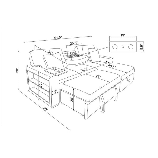 English Elm Tory Contemporary Sleeper Sofa with LED Cabinet Arms and Pull Out Bed B201S00604