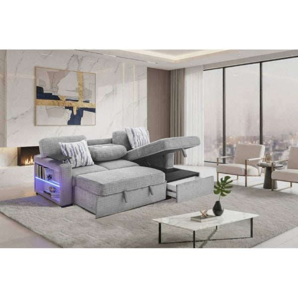 English Elm Tory Contemporary Sleeper Sofa with LED Cabinet Arms and Pull Out Bed B201S00604