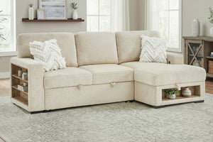 English Elm Trey Ivory Polyester Sleeper Sofa with LED Lighting and Built in Speaker B201S00605
