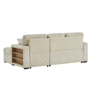 English Elm Trey Ivory Polyester Sleeper Sofa with LED Lighting and Built in Speaker B201S00605