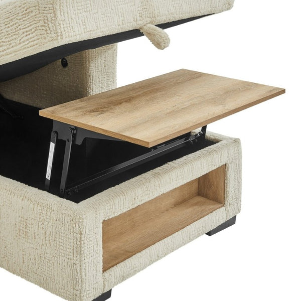 English Elm Trey Ivory Polyester Sleeper Sofa with LED Lighting and Built in Speaker B201S00605
