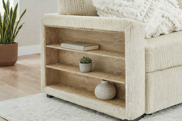 English Elm Trey Ivory Polyester Sleeper Sofa with LED Lighting and Built in Speaker B201S00605