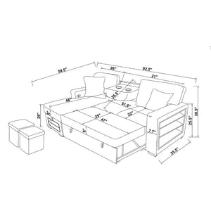 English Elm Trey Ivory Polyester Sleeper Sofa with LED Lighting and Built in Speaker B201S00605