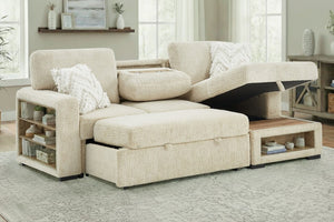 English Elm Trey Ivory Polyester Sleeper Sofa with LED Lighting and Built in Speaker B201S00605