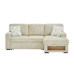 English Elm Trey Ivory Polyester Sleeper Sofa with LED Lighting and Built in Speaker B201S00605