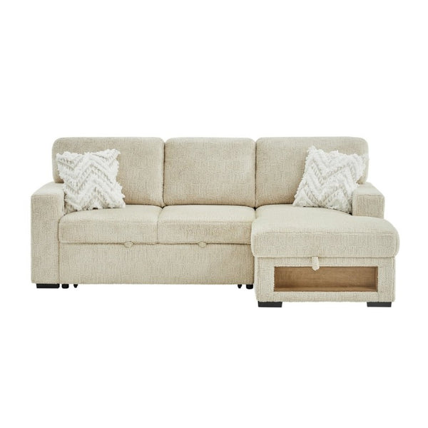 English Elm Trey Ivory Polyester Sleeper Sofa with LED Lighting and Built in Speaker B201S00605
