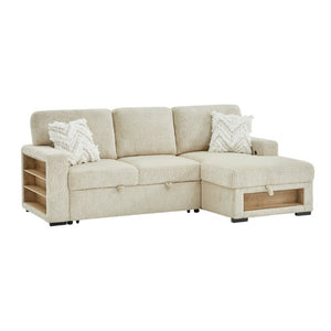 English Elm Trey Ivory Polyester Sleeper Sofa with LED Lighting and Built in Speaker B201S00605
