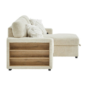 English Elm Trey Ivory Polyester Sleeper Sofa with LED Lighting and Built in Speaker B201S00605