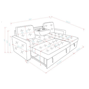English Elm Gustavo Reversible Sectional Sofabed with Storage Chaise and Drop Down Console Table B201S00606