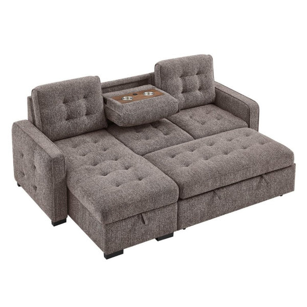 English Elm Gustavo Reversible Sectional Sofabed with Storage Chaise and Drop Down Console Table B201S00606
