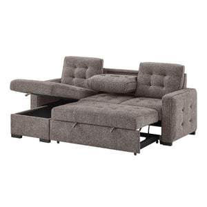 English Elm Gustavo Reversible Sectional Sofabed with Storage Chaise and Drop Down Console Table B201S00606