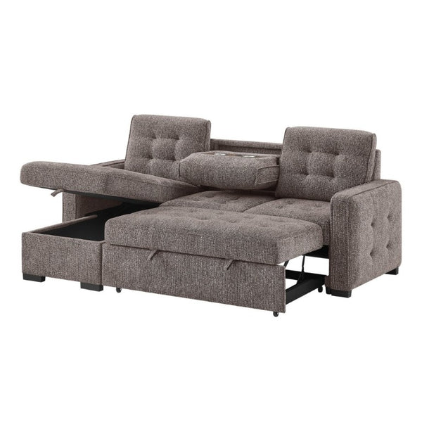 English Elm Gustavo Reversible Sectional Sofabed with Storage Chaise and Drop Down Console Table B201S00606