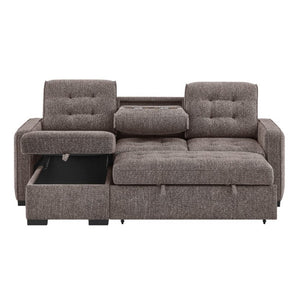 English Elm Gustavo Reversible Sectional Sofabed with Storage Chaise and Drop Down Console Table B201S00606