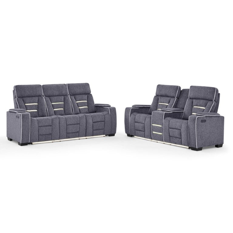 English Elm Austin Power Reclining Sofa Set with Speaker System and Built-In Arm Storage B201S00607