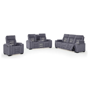 English Elm Austin Power Reclining Sofa Set with Built-In Speakers Hidden Storage and Welt Trim B201S00608