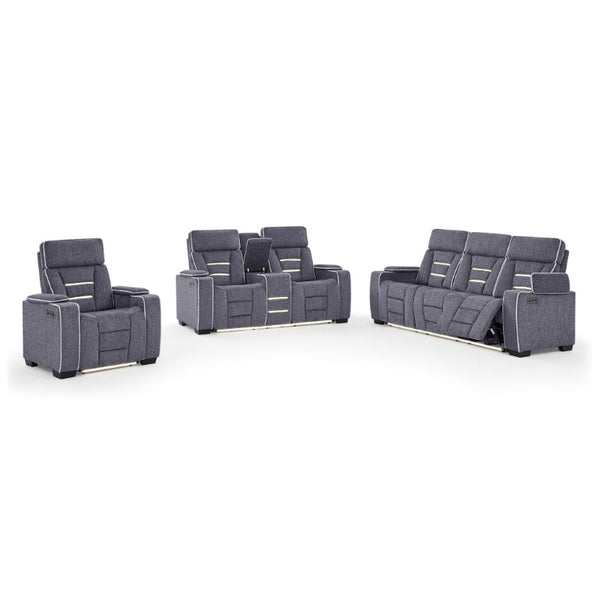 English Elm Austin Power Reclining Sofa Set with Built-In Speakers Hidden Storage and Welt Trim B201S00608