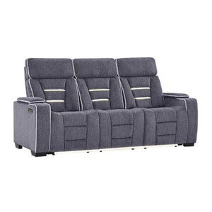 English Elm Austin Power Reclining Sofa Set with Built-In Speakers Hidden Storage and Welt Trim B201S00608