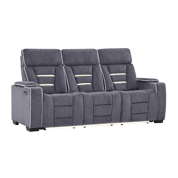 English Elm Austin Power Reclining Sofa Set with Built-In Speakers Hidden Storage and Welt Trim B201S00608