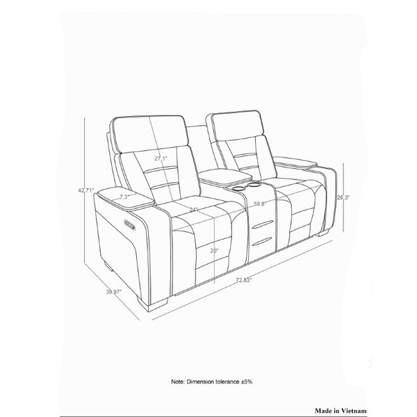 English Elm Austin Power Reclining Sofa Set with Built-In Speakers Hidden Storage and Welt Trim B201S00608