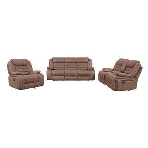 English Elm Lucius 3 Piece Fabric Reclining Sofa Set with Pillow Arms for Family Rooms B201S00610