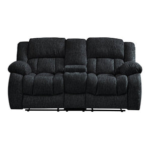 English Elm Stonic Ebony Manual Reclining Sofa Set with Padded Arms and Chaise Lounge Support B201S00611