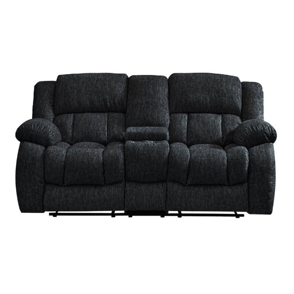English Elm Stonic Ebony Manual Reclining Sofa Set with Padded Arms and Chaise Lounge Support B201S00611