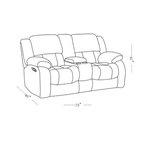 English Elm Stonic Ebony Manual Reclining Sofa Set with Padded Arms and Chaise Lounge Support B201S00611