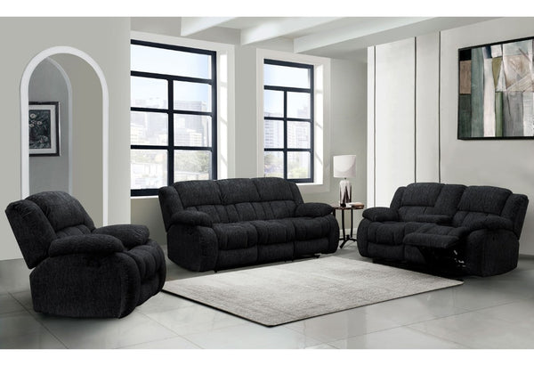 English Elm Stonic Ebony Three Piece Manual Reclining Set with Deep Padded Arms for Living Rooms B201S00612