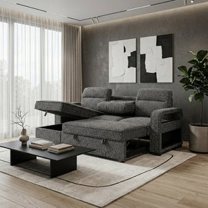 English Elm Mitchell Modular Sectional Sofabed with USB Ports Storage Chaise and Foldable Table B201S00613