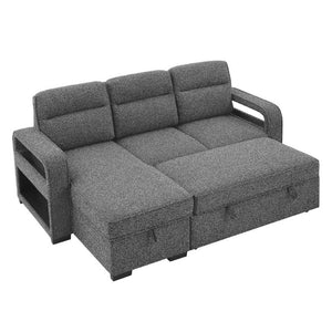 English Elm Mitchell Modular Sectional Sofabed with USB Ports Storage Chaise and Foldable Table B201S00613
