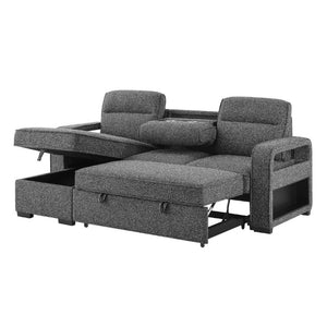 English Elm Mitchell Modular Sectional Sofabed with USB Ports Storage Chaise and Foldable Table B201S00613