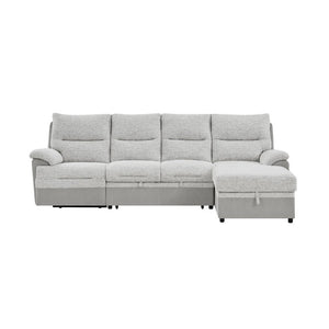 English Elm Kia Power Reclining Sectional with Storage Chaise USB Port and Grey Polyester Fabric B201S00614