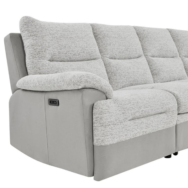 English Elm Kia Power Reclining Sectional with Storage Chaise USB Port and Grey Polyester Fabric B201S00614
